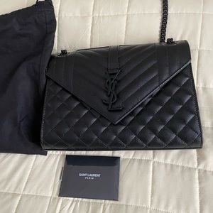 BRAND NEW! Medium Black YSL Envelope bag